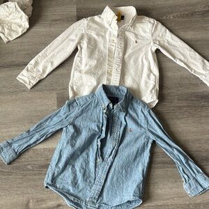 Classic Kids Button-Down Shirts - White and Blue